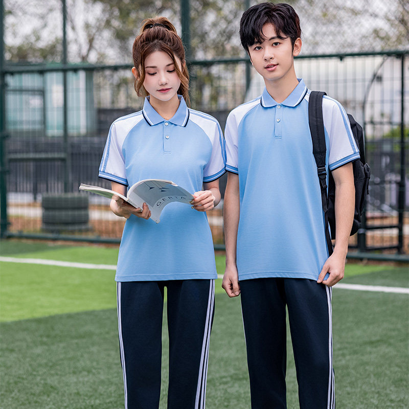 校服套装中学生男女班服高中生纯棉短袖学院风上衣团体服裤子定制