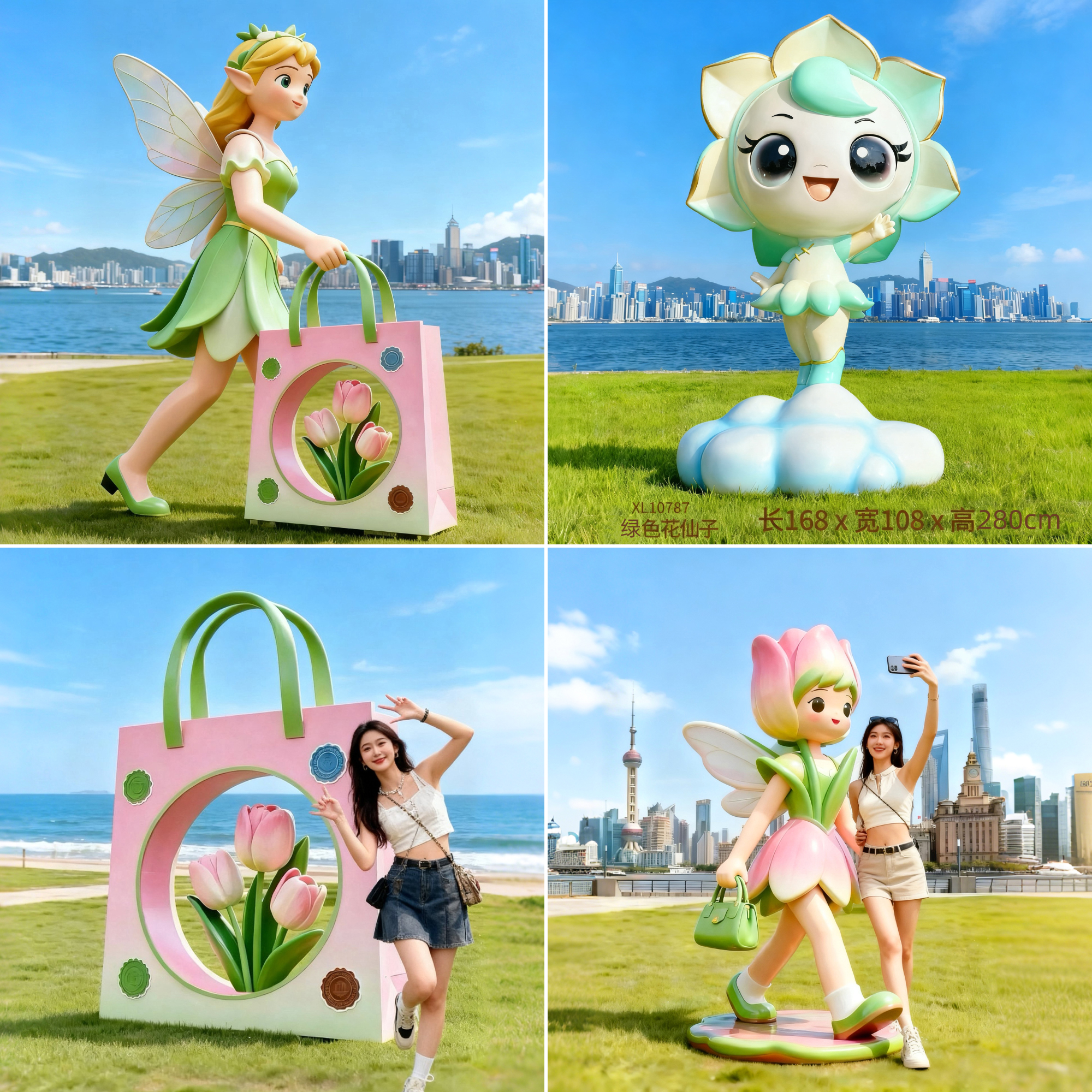 网红花仙子手提包玻璃钢雕塑摆件