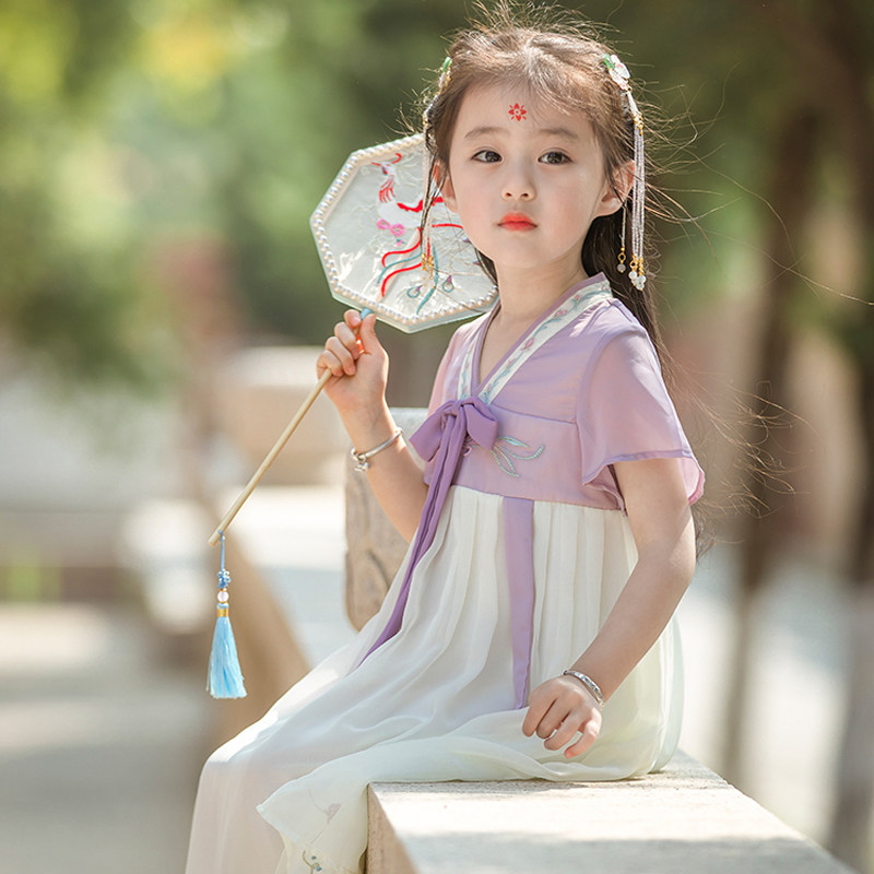 儿童汉服女童夏装超仙襦裙中国风宝宝原创唐装小女孩复古装连衣裙