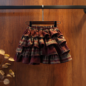 女童半身裙2025秋装 新款 格子蓬蓬裙中小童宝宝洋气百搭短裙公主裙