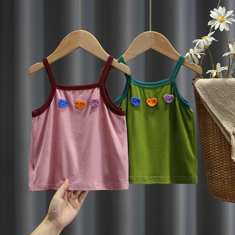 女宝宝夏季吊带上衣2023新款网红童装衣服洋气小女孩时髦夏装背心