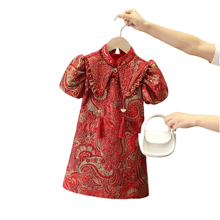 女童夏季连衣裙2025新款儿童女孩中国风中大童洋气礼服高档旗袍裙