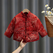 儿童中国风棉服冬装 棉衣女童红色拜年服宝宝棉袄 男童加厚龙年唐装