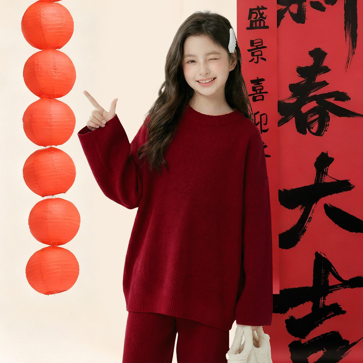 女童套装2025年冬季新款洋气舒适柔软原创设计纯色两件套超好看