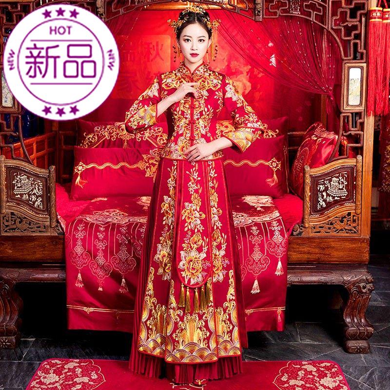 2019新款d夏中式礼服婚纱古代婚服凤冠霞帔长袖皇后敬酒服龙凤褂|ruв категории Женская одежда, Cвадебные платья, ципао - от Buy2taobao.com для оказания профессиональной услуги покупки агента Taobao
