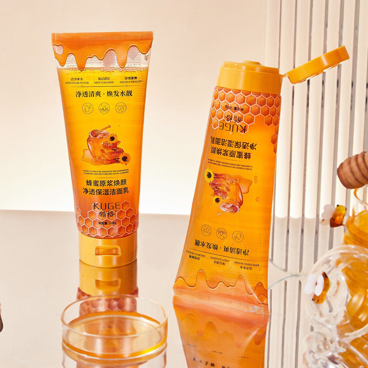 酷格蜂蜜原浆洁面乳深层清洁保湿控油净透焕颜洁面净透清洁超值装