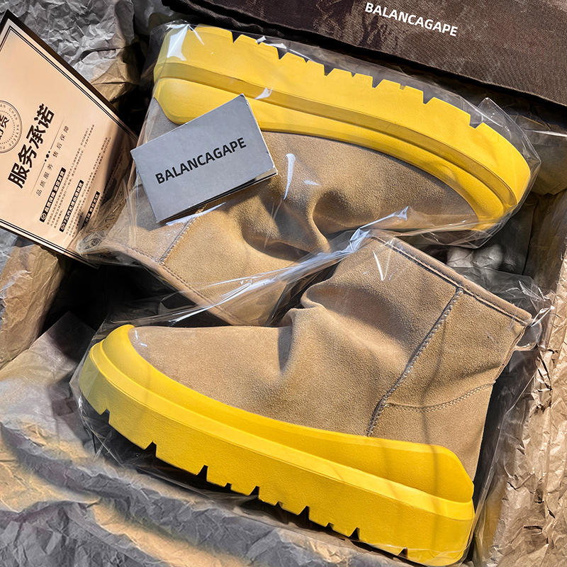 崔然竣同款褶皱雪地靴塔斯曼男女款冬季新款棉鞋抗寒保暖防滑棉靴