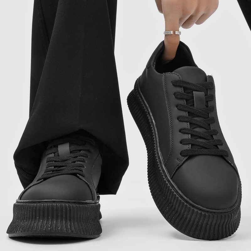 【高品质】港风男鞋增高厚底系带休闲板鞋百搭潮流男款时尚系带鞋,流行男鞋,休闲皮鞋,淘宝优惠券,粉丝福利购,淘宝优惠卷