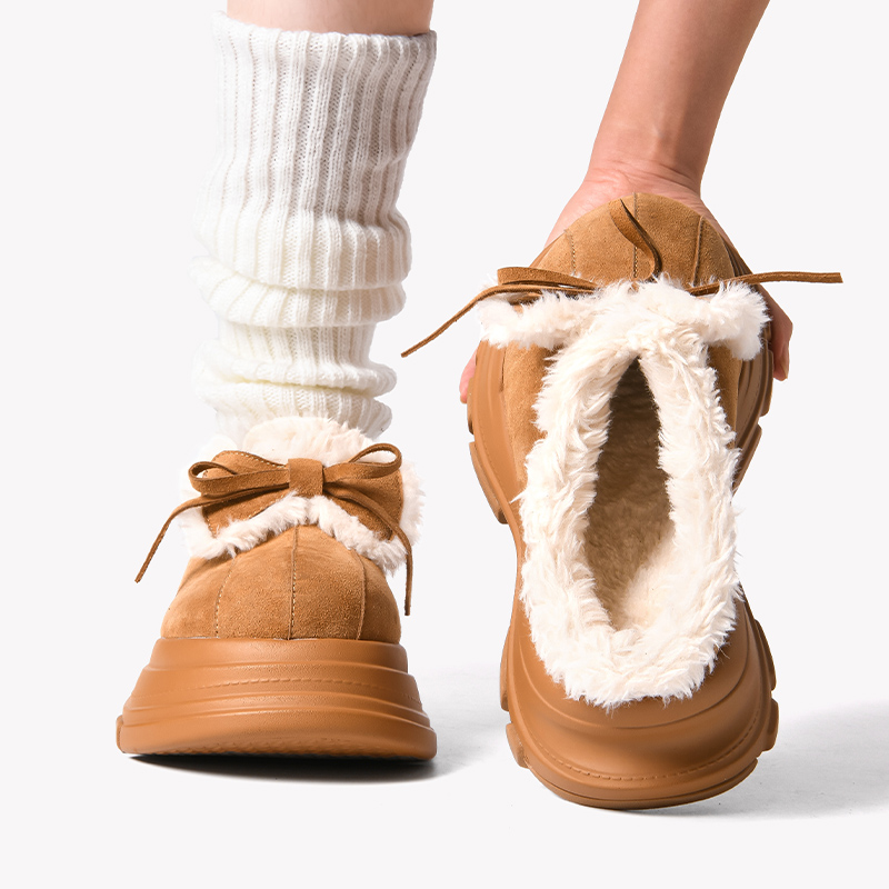 丑萌大头雪地靴女款冬季新款羊皮毛一体厚底防滑加绒抗寒保暖棉鞋