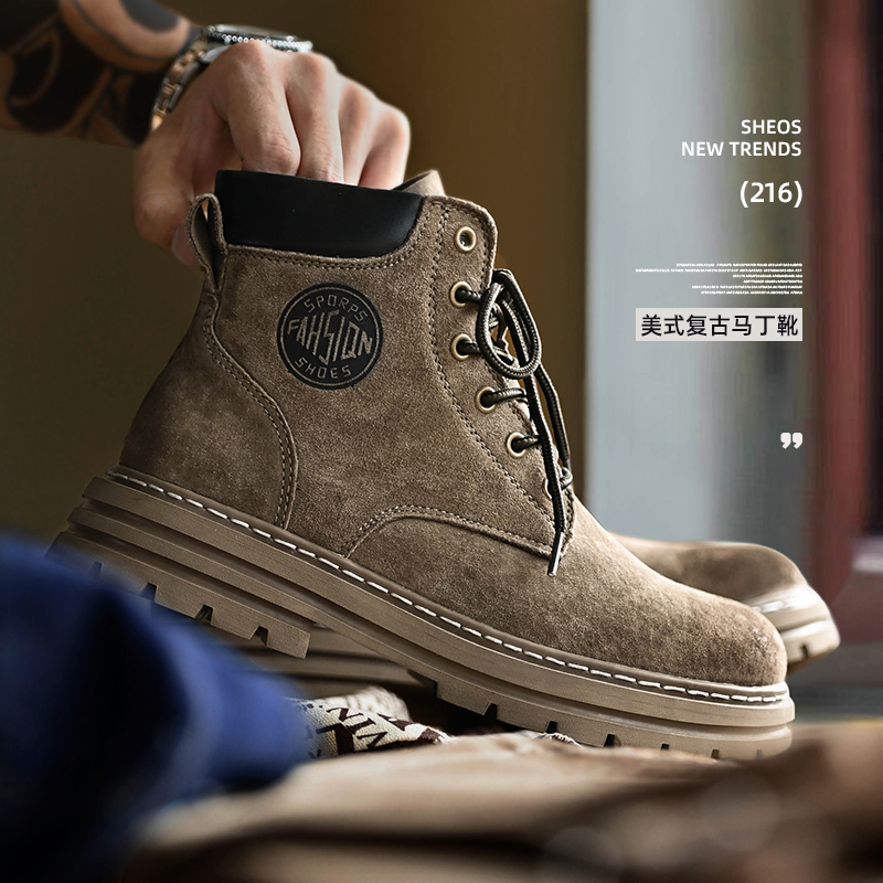 男士马丁靴2025新款男款英伦风厚底增高冬季高级感炸街真皮靴子男