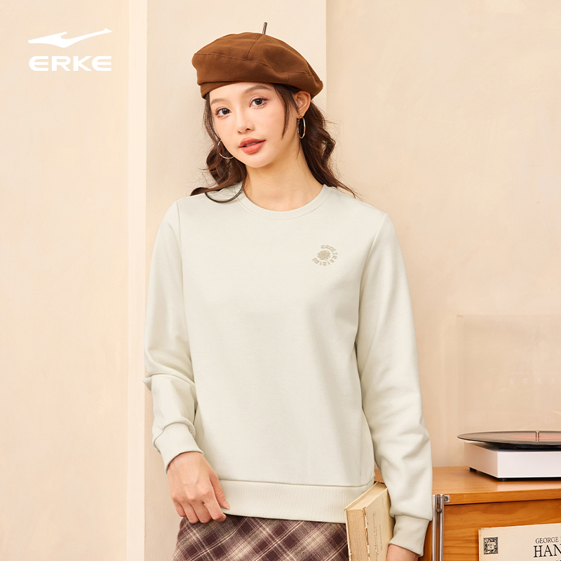 鸿星尔克加绒女士运动卫衣