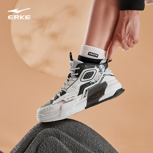 鸿星尔克女鞋高帮板鞋2025春秋