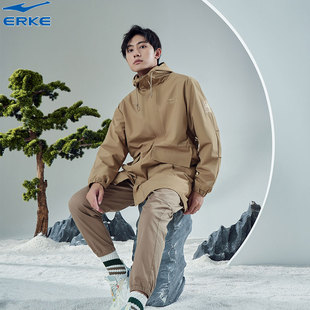 大衣2025春秋新款 中长款 国潮复古风衣运动外套 鸿星尔克男士 鸿鹄