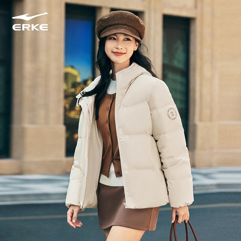 鸿星尔克羽绒服女款2025冬季新款女士三防运动面包服棉服夹克外套