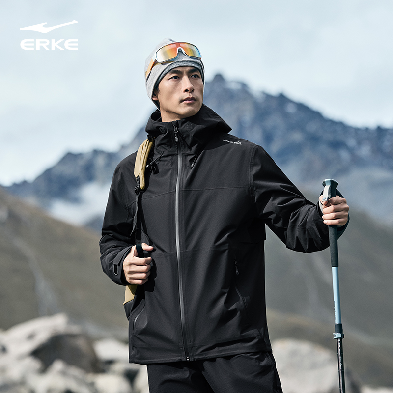 鸿星尔克无境冲锋衣男秋冬户外