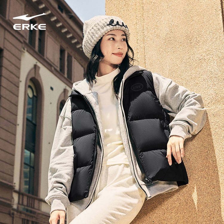 驭光3.0鸿星尔克运动马甲女2025冬季新款女士羽绒服背心外套夹克