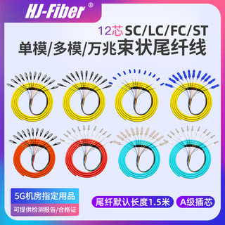 华杰恒讯 定制12芯束状尾纤SC/FC/ST/LC头12芯单模多模束状尾纤万兆电信级OM3光纤尾纤12芯光纤万兆尾纤跳线