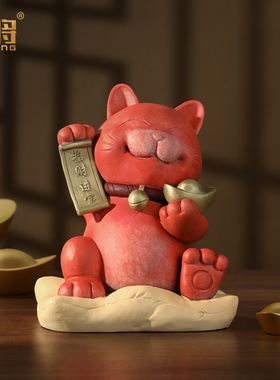 摆件前台招财猫北将全铜商务