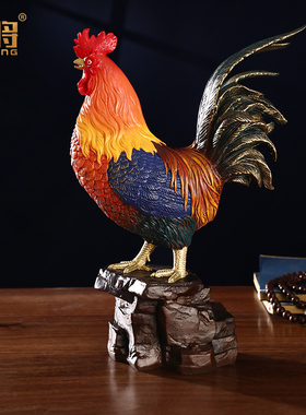北将全铜金鸡摆件招财中式玄关
