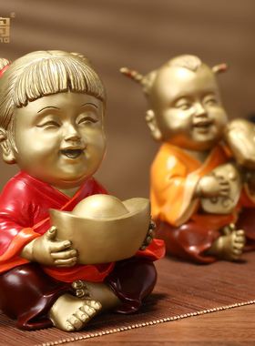 北将黄铜摆件《财禄双全》精美