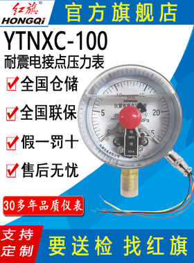 红旗牌仪表YTNXC-100抗耐震磁助式电接点压力表径向触点电压30VA