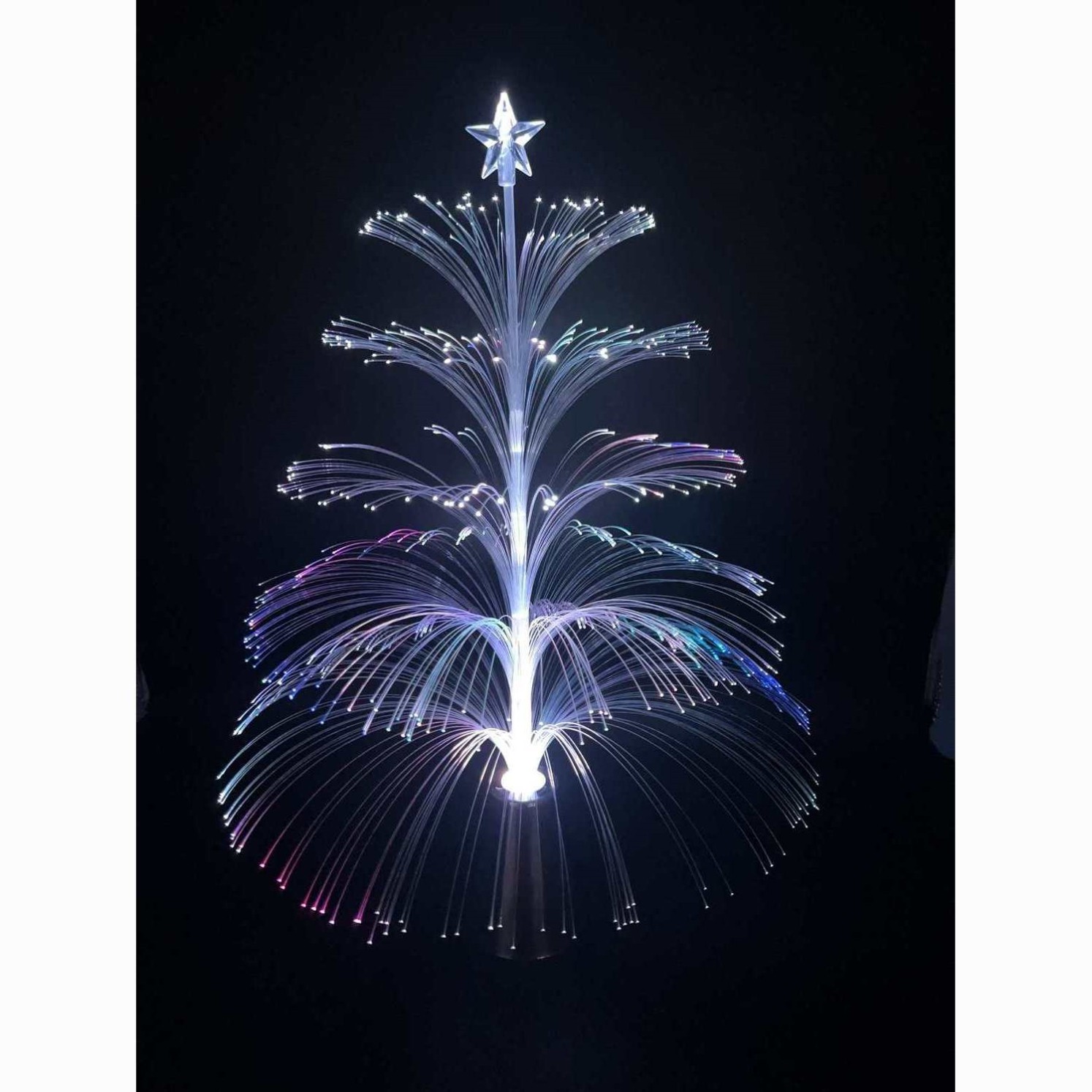 新款圣诞树光纤灯桌面布置氛围小夜灯发光摆件七彩网红水母灯插电