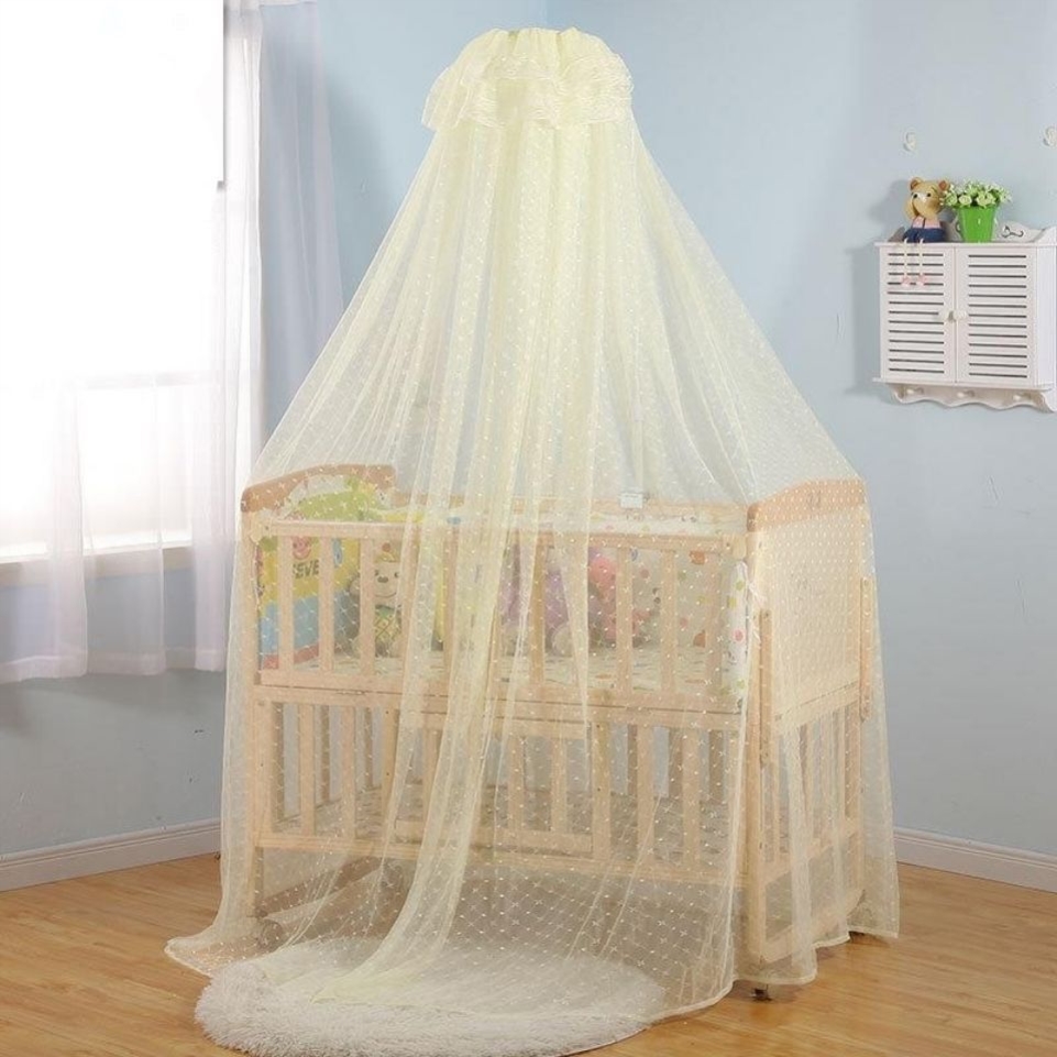 婴儿床蚊帐儿童床蚊帐带支架全罩式通用公主风宝宝蚊帐提花防蚊罩