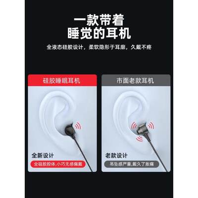 适用睡眠耳机有线typec接口2024新款入耳式圆孔降噪隔音睡觉专用