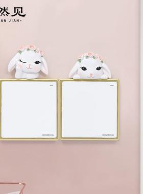 新款直销卡通可爱动物创意家居儿童房间墙面装饰品树脂工艺品开关