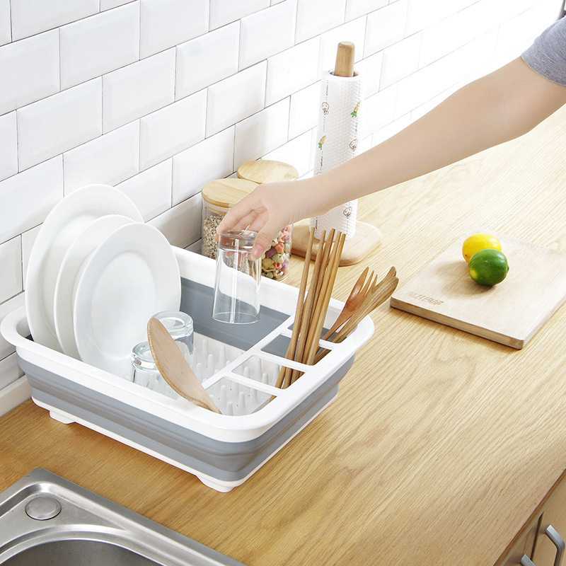 新款直销沥水碗架厨房可折叠置物架家用塑料碗筷餐具收纳盒洗菜沥