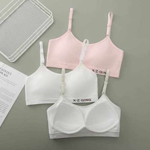 新款直销无缝发育期固定杯垫裹胸无钢圈少女儿童文胸初高中学生内