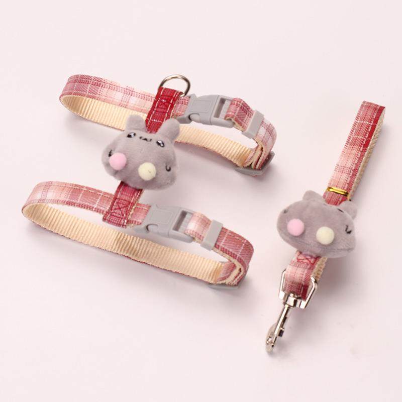 新款直销新款宠物牵引绳背心式工字溜猫绳猫咪牵引带猫绳可调大小