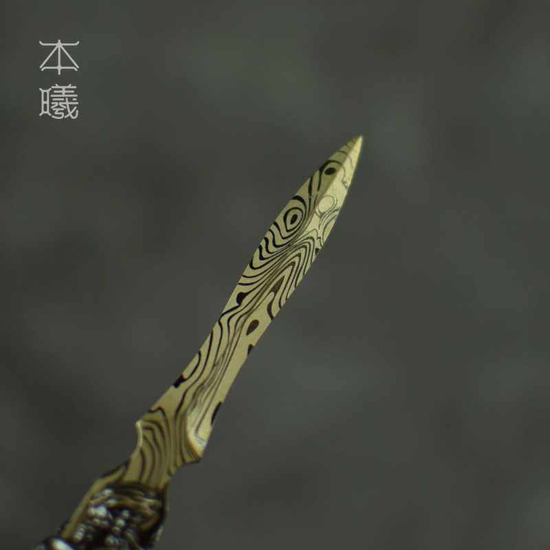 新款直销合金普洱茶刀大马士革古马黑茶撬茶茶针茶艺茶道配件功夫,家居饰品,桌面摆件,淘宝优惠券,粉丝福利购,淘宝优惠卷