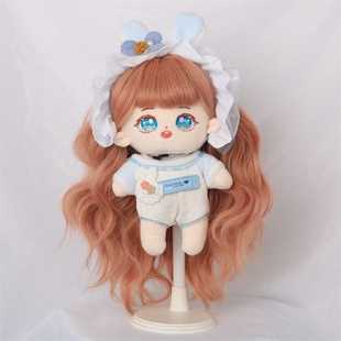 新款直销20cm棉花娃娃假发高温丝化纤假发套玩偶装扮多色可选长卷