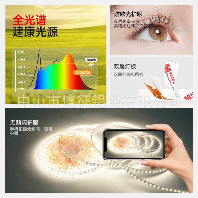 新款直销24V全光谱护眼灯带无频闪客厅吊顶低压线条线性灯自粘氛,家装灯饰光源,室内LED灯带,淘宝优惠券,粉丝福利购,淘宝优惠卷