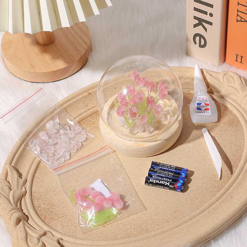 新款直销网红DIY郁金香花朵小夜灯活动材料包配件ins睡眠灯生日52