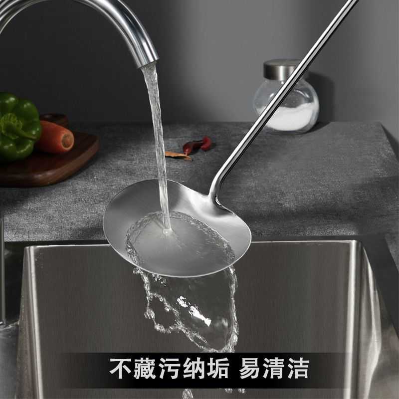 新款直销不锈钢锅铲老式炒菜铲长柄炒勺厨师专用锅铲打菜勺子加厚