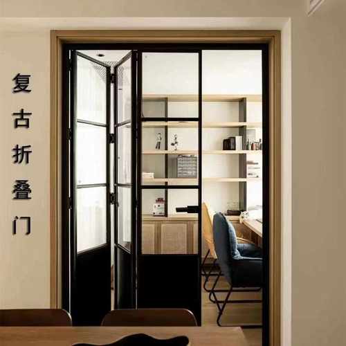 新款直销客厅铝合金折叠门 北欧别墅推拉门办公室玻璃隔断经典联