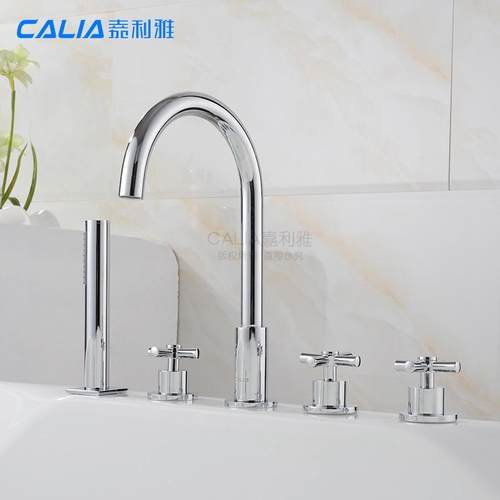 新款直销浴缸龙头五件套沐浴花洒缸边淋浴五孔成人缸分体圆形卫浴