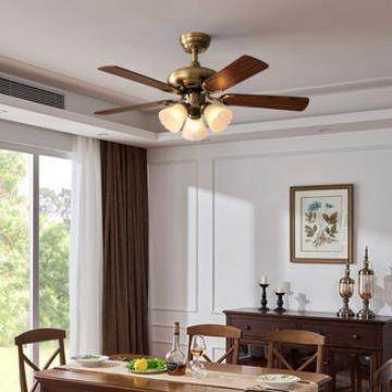 新款直销南洋风扇灯餐厅家用静音美式吊扇灯现代北欧客厅一体带电