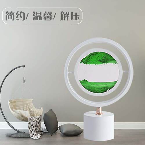 新款直销USB流沙画台灯沙漏摆件国风山水创意床头台灯简约装饰流