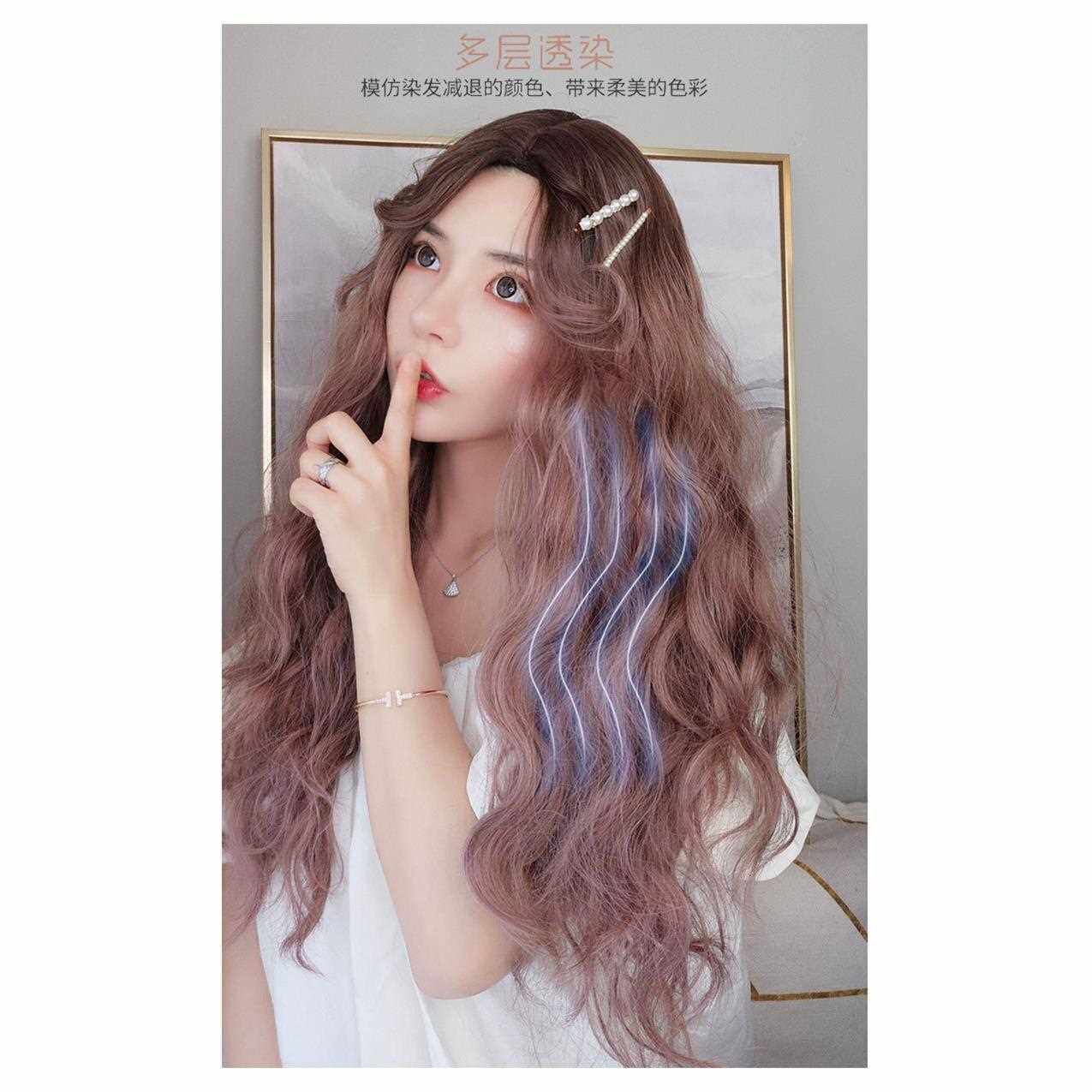 新款直销假发女长卷发网红羊毛卷中分长发玉米烫全头套式自然蓬松
