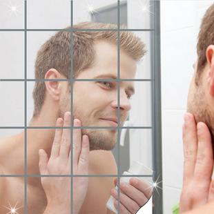 新款 饰组合可移镜贴速卖通亚马逊 直销15cmx16个方块镜面墙贴装