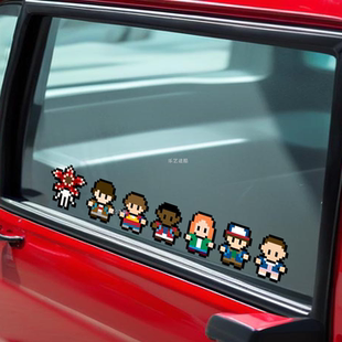 恐怖电影怪奇物语主题达达像素汽车贴纸趣味防水车窗平面车贴