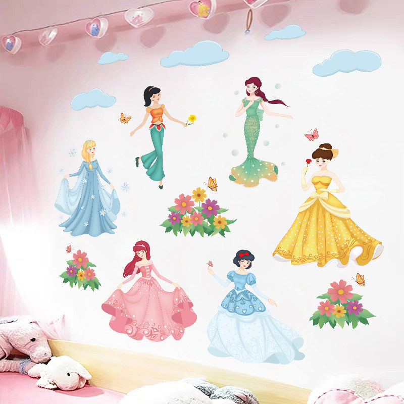 卡通公主墙贴纸温馨床头贴画女孩儿童房间卧室墙壁纸装饰墙纸自粘,家居饰品,软装墙贴,淘宝优惠券,粉丝福利购,淘宝优惠卷