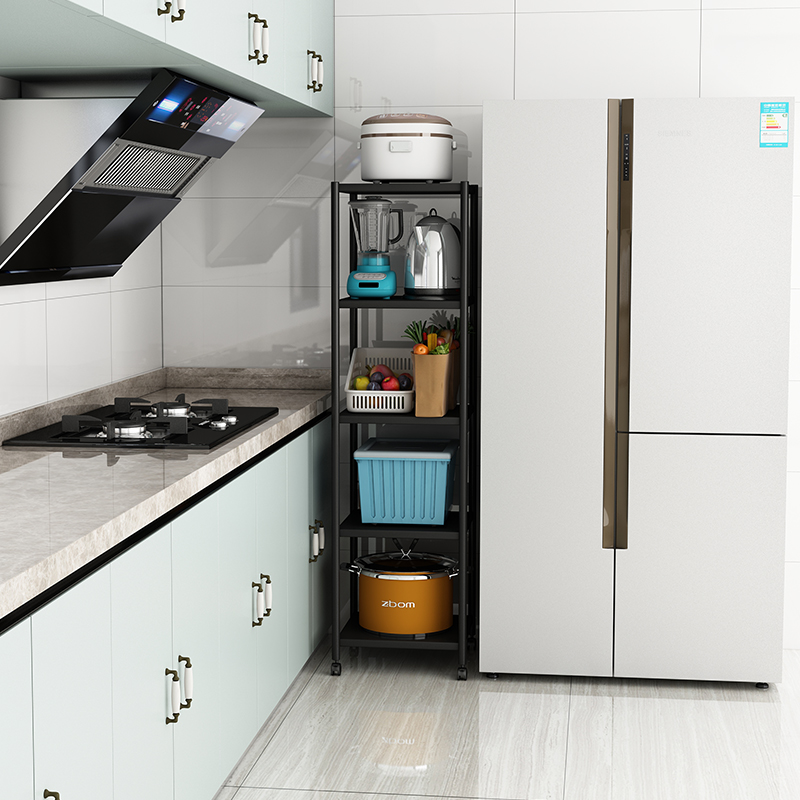 35cm夹缝可移动带轮子不锈钢厨房