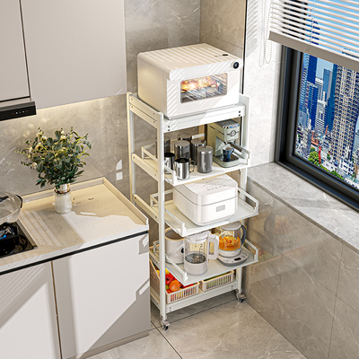 厨房抽拉式置物架锅架落地多层