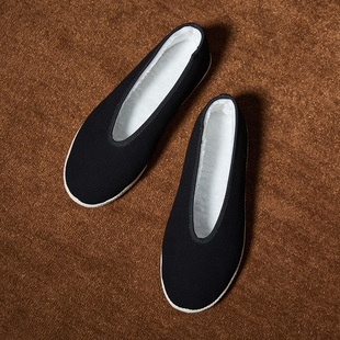 布语堂百搭黑色太极款加绒加厚棉布鞋男女冬季防滑保暖练功鞋棉鞋