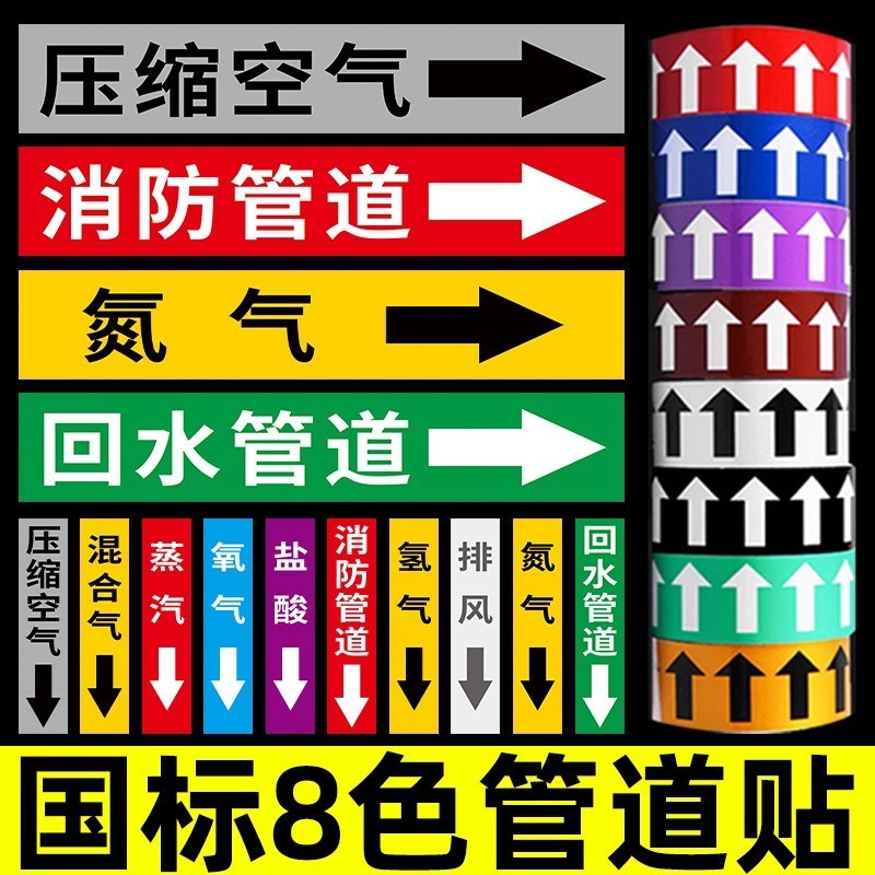 管道标识流向箭头贴介质色