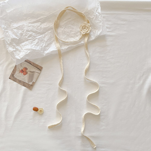 细窄长条针织毛线毛绒y2k纯色奶白色小围巾女秋冬季护颈围脖装饰